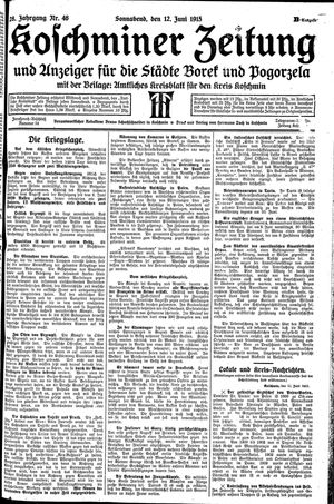 Koschminer Zeitung und Anzeiger für die Städte Borek und Pogorzela vom 12.06.1915