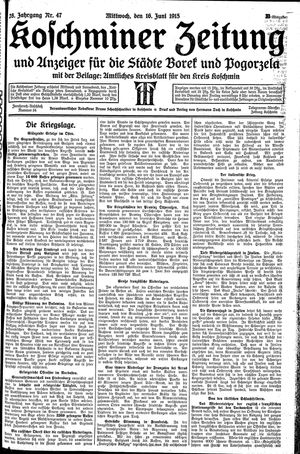 Koschminer Zeitung und Anzeiger für die Städte Borek und Pogorzela on Jun 16, 1915