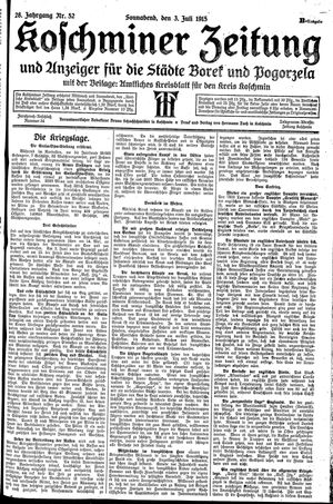 Koschminer Zeitung und Anzeiger für die Städte Borek und Pogorzela vom 03.07.1915
