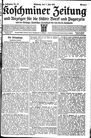 Koschminer Zeitung und Anzeiger für die Städte Borek und Pogorzela vom 07.07.1915