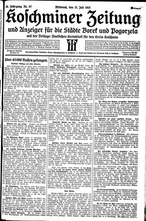 Koschminer Zeitung und Anzeiger für die Städte Borek und Pogorzela vom 21.07.1915