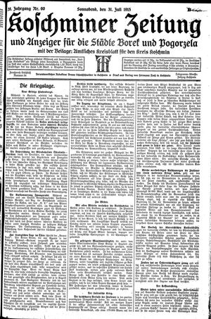 Koschminer Zeitung und Anzeiger für die Städte Borek und Pogorzela vom 31.07.1915