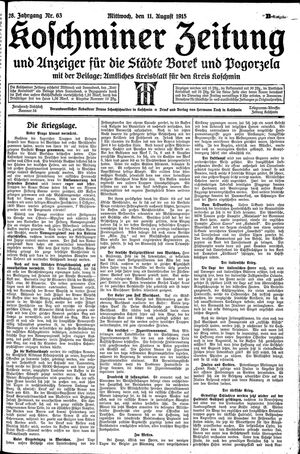 Koschminer Zeitung und Anzeiger für die Städte Borek und Pogorzela vom 11.08.1915