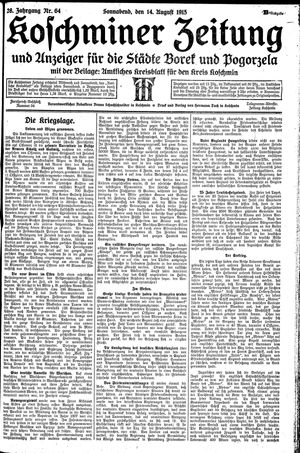 Koschminer Zeitung und Anzeiger für die Städte Borek und Pogorzela vom 14.08.1915