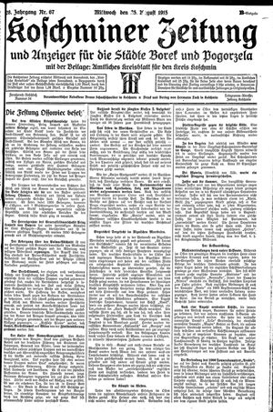 Koschminer Zeitung und Anzeiger für die Städte Borek und Pogorzela vom 25.08.1915