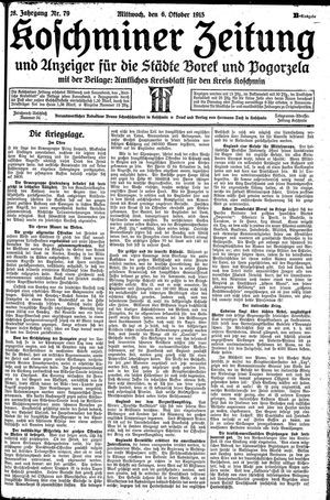 Koschminer Zeitung und Anzeiger für die Städte Borek und Pogorzela vom 06.10.1915