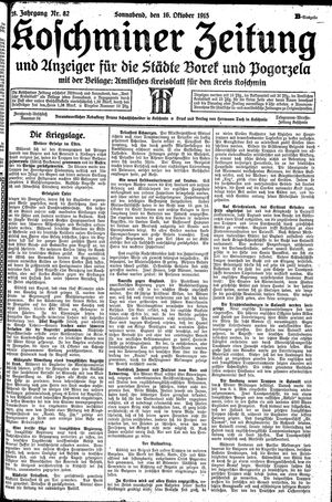 Koschminer Zeitung und Anzeiger für die Städte Borek und Pogorzela vom 16.10.1915