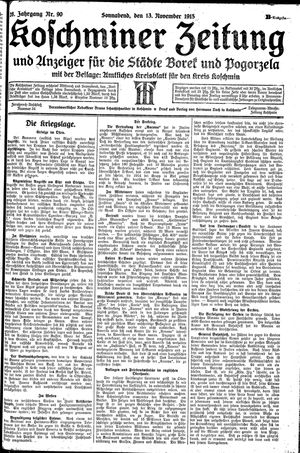 Koschminer Zeitung und Anzeiger für die Städte Borek und Pogorzela vom 13.11.1915