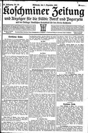 Koschminer Zeitung und Anzeiger für die Städte Borek und Pogorzela vom 01.12.1915