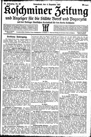 Koschminer Zeitung und Anzeiger für die Städte Borek und Pogorzela vom 04.12.1915