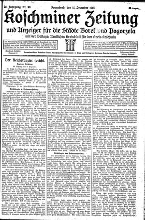 Koschminer Zeitung und Anzeiger für die Städte Borek und Pogorzela vom 11.12.1915