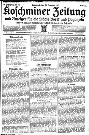 Koschminer Zeitung und Anzeiger für die Städte Borek und Pogorzela vom 25.12.1915