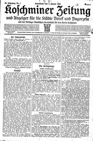 Koschminer Zeitung und Anzeiger für die Städte Borek und Pogorzela on Jan 1, 1916