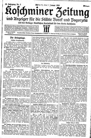 Koschminer Zeitung und Anzeiger für die Städte Borek und Pogorzela vom 05.01.1916