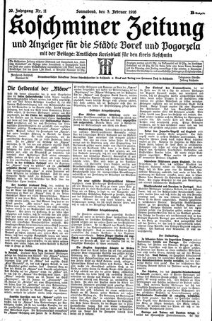Koschminer Zeitung und Anzeiger für die Städte Borek und Pogorzela vom 05.02.1916