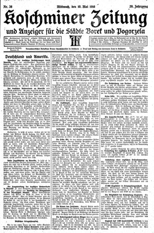 Koschminer Zeitung und Anzeiger für die Städte Borek und Pogorzela vom 10.05.1916