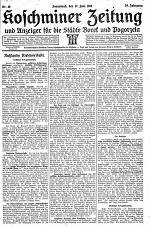 Koschminer Zeitung und Anzeiger für die Städte Borek und Pogorzela vom 17.06.1916