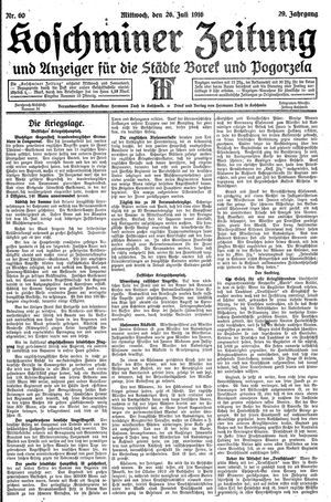 Koschminer Zeitung und Anzeiger für die Städte Borek und Pogorzela vom 26.07.1916