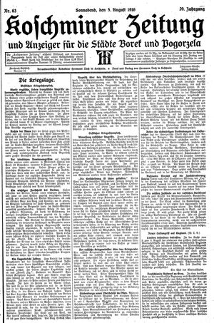 Koschminer Zeitung und Anzeiger für die Städte Borek und Pogorzela vom 05.08.1916