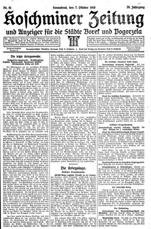 Koschminer Zeitung und Anzeiger für die Städte Borek und Pogorzela vom 07.10.1916