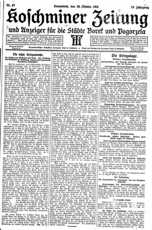 Koschminer Zeitung und Anzeiger für die Städte Borek und Pogorzela vom 28.10.1916