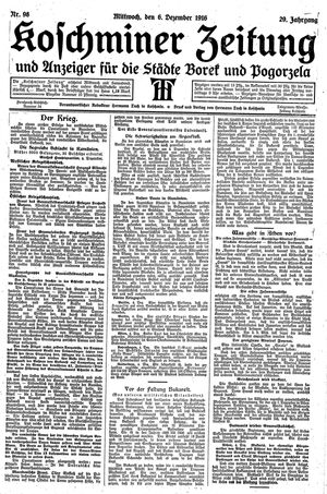 Koschminer Zeitung und Anzeiger für die Städte Borek und Pogorzela vom 06.12.1916