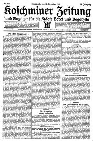 Koschminer Zeitung und Anzeiger für die Städte Borek und Pogorzela vom 16.12.1916