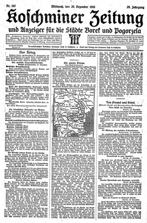 Koschminer Zeitung und Anzeiger für die Städte Borek und Pogorzela on Dec 20, 1916