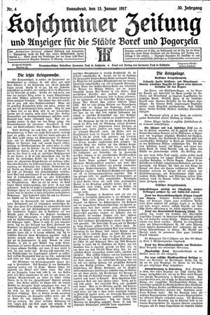 Koschminer Zeitung und Anzeiger für die Städte Borek und Pogorzela vom 13.01.1917