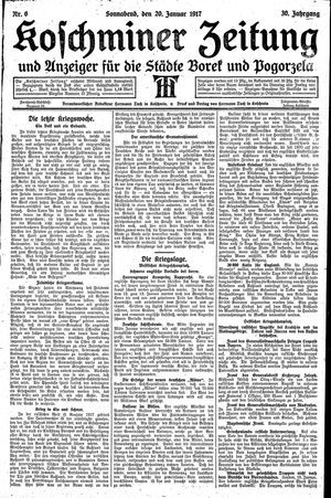 Koschminer Zeitung und Anzeiger für die Städte Borek und Pogorzela vom 20.01.1917