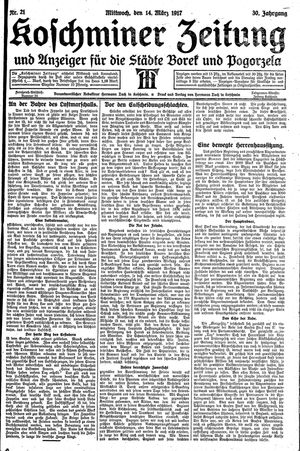 Koschminer Zeitung und Anzeiger für die Städte Borek und Pogorzela vom 14.03.1917