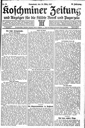 Koschminer Zeitung und Anzeiger für die Städte Borek und Pogorzela vom 24.03.1917