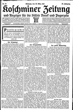 Koschminer Zeitung und Anzeiger für die Städte Borek und Pogorzela vom 28.03.1917