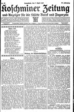 Koschminer Zeitung und Anzeiger für die Städte Borek und Pogorzela vom 07.04.1917