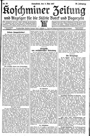 Koschminer Zeitung und Anzeiger für die Städte Borek und Pogorzela vom 05.05.1917
