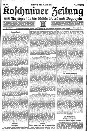 Koschminer Zeitung und Anzeiger für die Städte Borek und Pogorzela on May 16, 1917