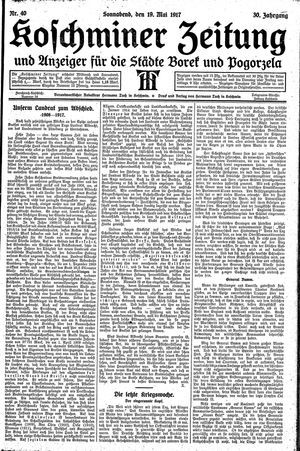 Koschminer Zeitung und Anzeiger für die Städte Borek und Pogorzela vom 19.05.1917