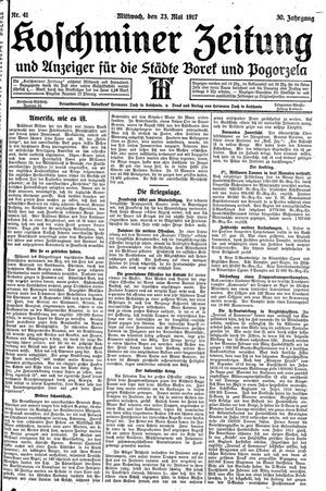 Koschminer Zeitung und Anzeiger für die Städte Borek und Pogorzela vom 23.05.1917