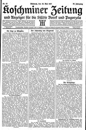 Koschminer Zeitung und Anzeiger für die Städte Borek und Pogorzela vom 30.05.1917