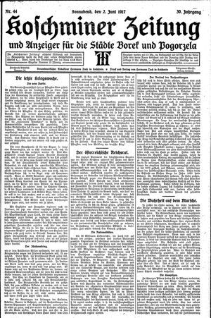 Koschminer Zeitung und Anzeiger für die Städte Borek und Pogorzela vom 02.06.1917