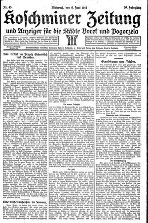 Koschminer Zeitung und Anzeiger für die Städte Borek und Pogorzela vom 06.06.1917