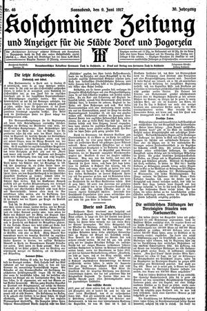 Koschminer Zeitung und Anzeiger für die Städte Borek und Pogorzela vom 09.06.1917