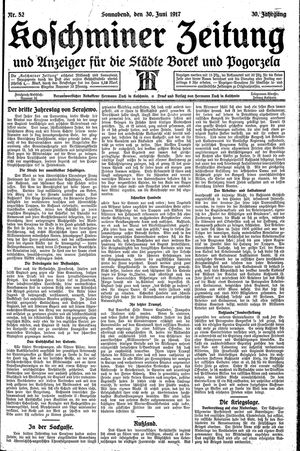 Koschminer Zeitung und Anzeiger für die Städte Borek und Pogorzela vom 30.06.1917