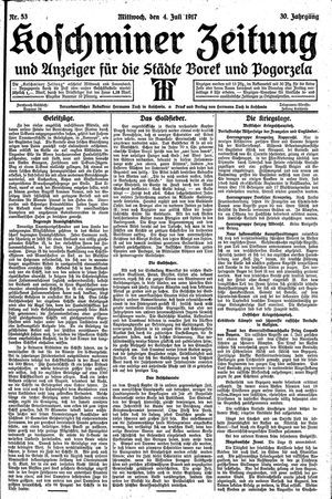 Koschminer Zeitung und Anzeiger für die Städte Borek und Pogorzela vom 04.07.1917
