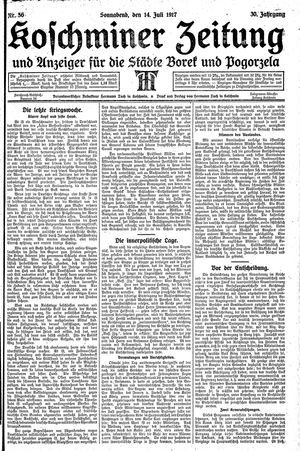 Koschminer Zeitung und Anzeiger für die Städte Borek und Pogorzela vom 14.07.1917