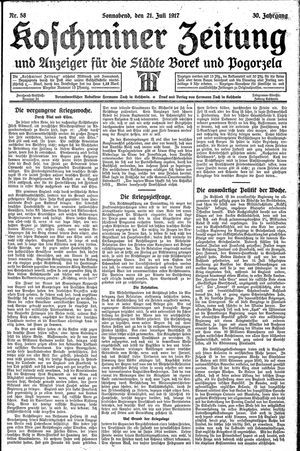 Koschminer Zeitung und Anzeiger für die Städte Borek und Pogorzela vom 21.07.1917