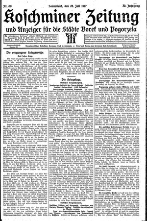 Koschminer Zeitung und Anzeiger für die Städte Borek und Pogorzela vom 28.07.1917