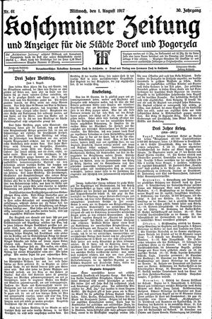 Koschminer Zeitung und Anzeiger für die Städte Borek und Pogorzela vom 01.08.1917