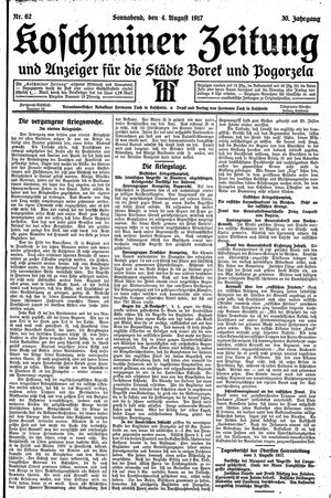 Koschminer Zeitung und Anzeiger für die Städte Borek und Pogorzela on Aug 4, 1917
