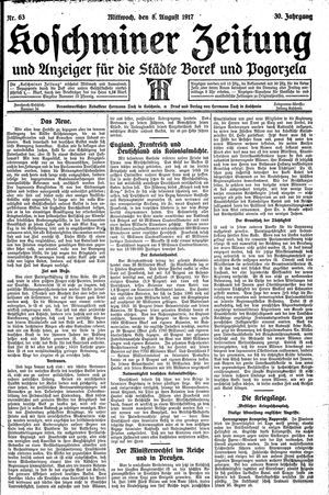 Koschminer Zeitung und Anzeiger für die Städte Borek und Pogorzela vom 08.08.1917